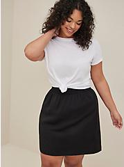 Plus Size Mini Linen High Waisted Skirt, DEEP BLACK, alternate