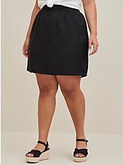 Plus Size High Waist Mini Skirt - Linen Black, DEEP BLACK, alternate