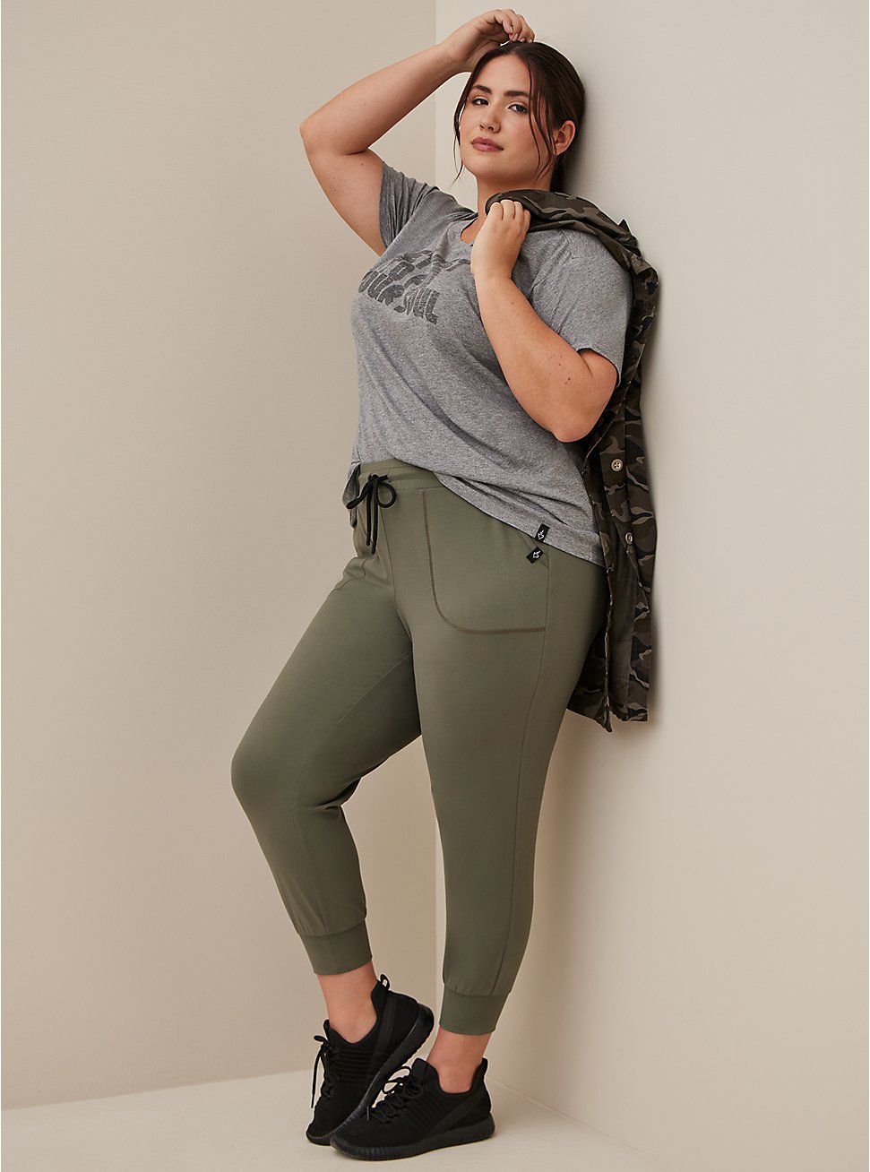 Happy Camper Classic Fit Cargo Jogger - Super Soft Performance Jersey Olive, DUSTY OLIVE, hi-res