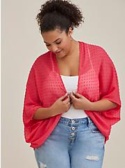 Plus Size Cocoon Kimono - Clip Dot Chiffon Pink, RASPBERRY, alternate