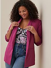 Plus Size Longline Blazer - Crepe Pink, BOYSENBERRY, hi-res