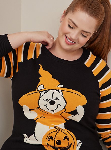 Plus Size Disney Winnie The Pooh Halloween Cotton Pullover Sweater, MULTI, alternate