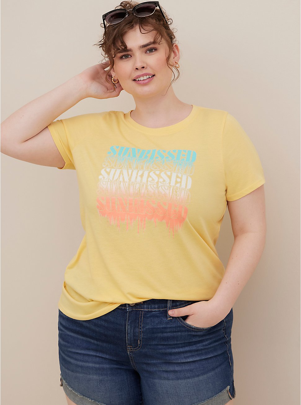 Plus Size Everyday Tee - Signature Jersey Sunkissed Heather Yellow, , hi-res