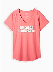 Girlfriend Tee - Signature Jersey Choose Yourself Heather Coral, RASPBERRY, hi-res
