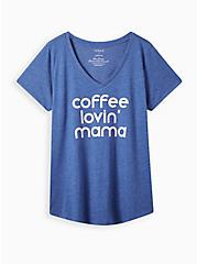 Plus Size Girlfriend Tee - Signature Jersey Coffee Mama Heather Blue, SODALITE BLUE, hi-res