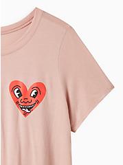 Keith Haring Slim Fit Crew Tee - Cotton-Blend Heart Pink, DUSTY QUARTZ, alternate