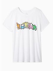 Plus Size Keith Haring Slim Fit Crew Tee - Cotton-Blend Figures White, BRIGHT WHITE, hi-res