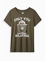 Plus Size Smokey Bear Classic Fit Tee - Signature Jersey Prevent Fires Green, DEEP DEPTHS, hi-res