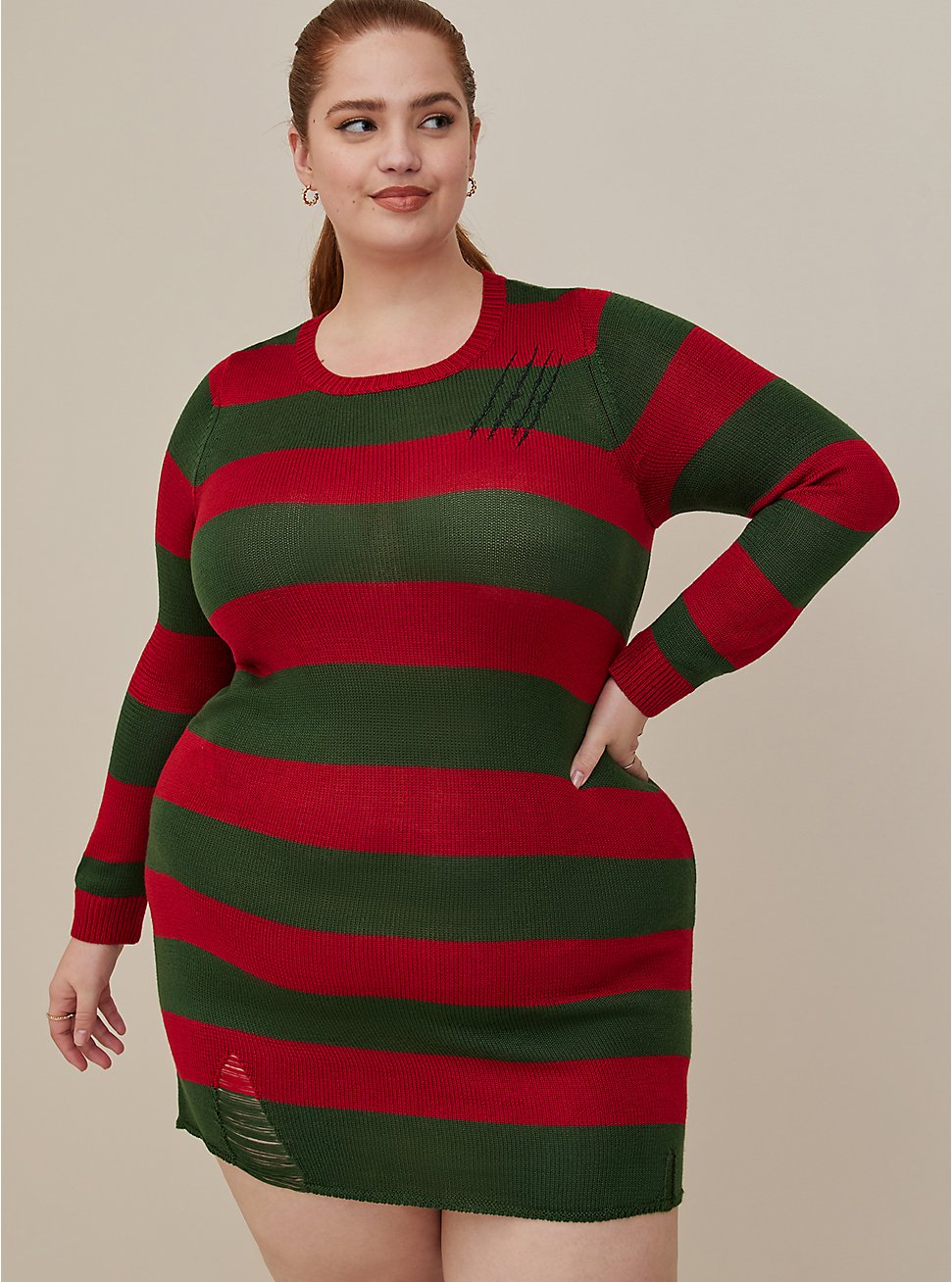 Plus Size Warner Bros. Nightmare on Elm Street Freddy Mini Distressed Dress - , MULTI, hi-res
