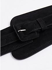 Plus Size Stretch Waist Belt - Faux Suede Black, BLACK, alternate