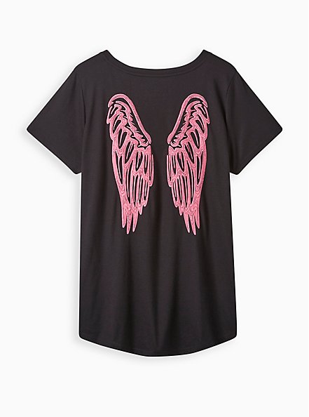 Plus Size Embroidered Back Girlfriend Tee - Signature Jersey Wings Black, DEEP BLACK, hi-res