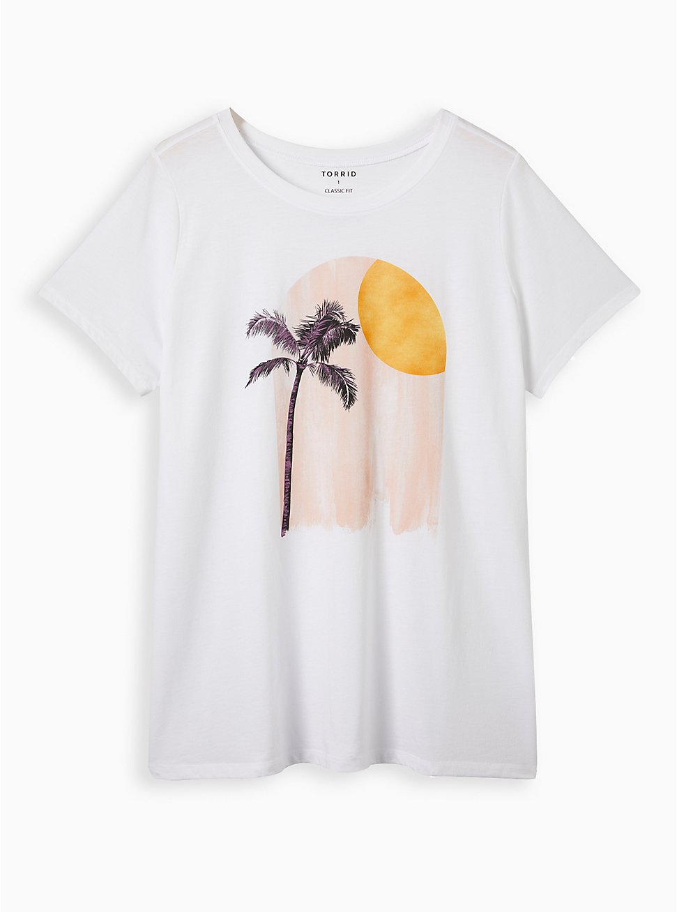 Plus Size Everyday Tee - Signature Jersey Palm Tree White, BRIGHT WHITE, hi-res