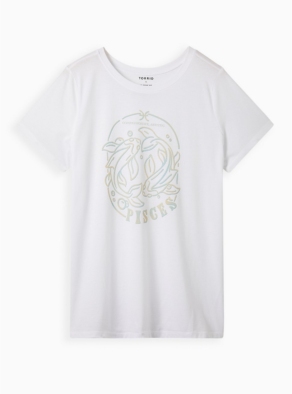 Plus Size Everyday Tee - Signature Jersey Astrology Pisces White, BRIGHT WHITE, hi-res