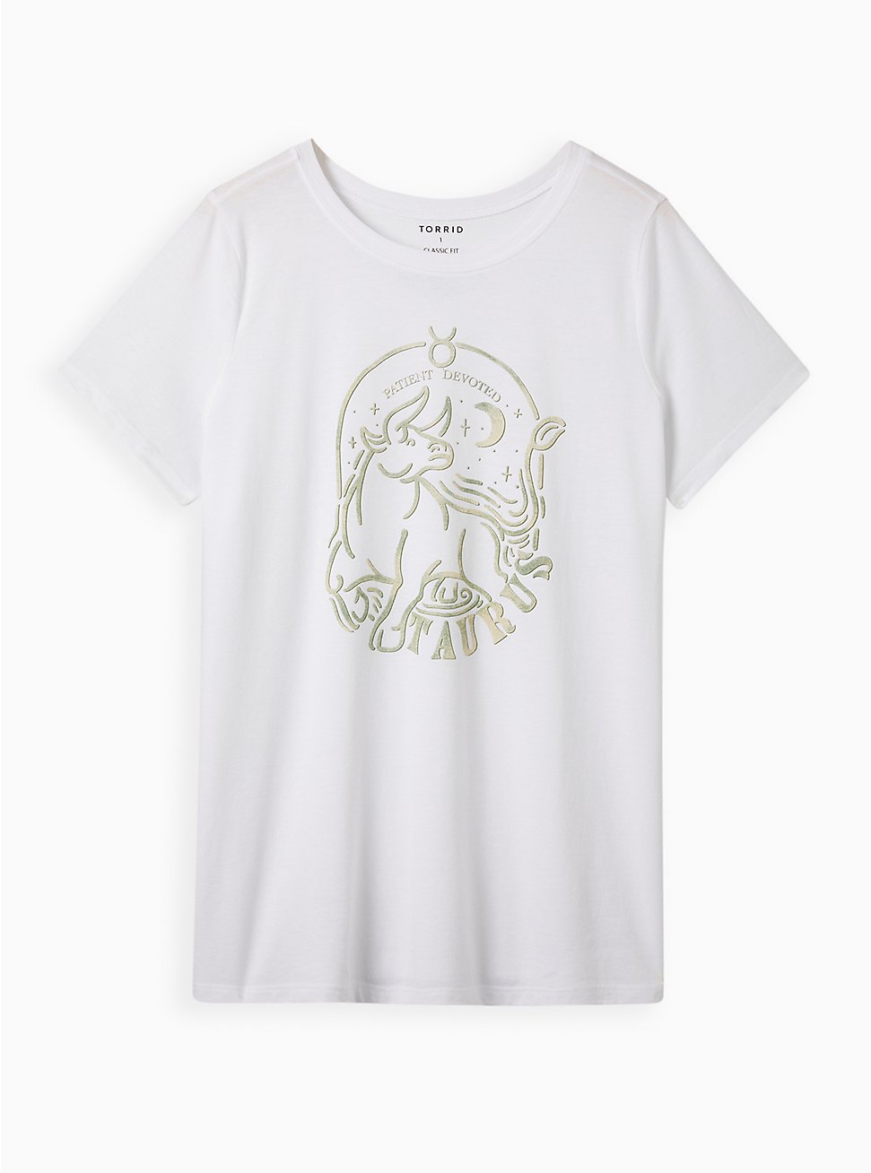 Plus Size Everyday Tee - Signature Jersey Astrology Taurus White, BRIGHT WHITE, hi-res