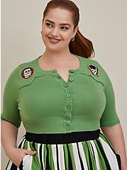 Plus Size Universal Monsters The Bride Of Frankenstein Button Up Shrug, STONE GREEN, hi-res