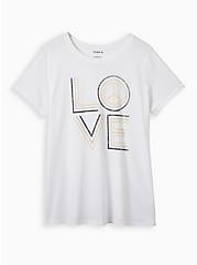 Everyday Tee - Signature Jersey Love Peace White, BRIGHT WHITE, hi-res
