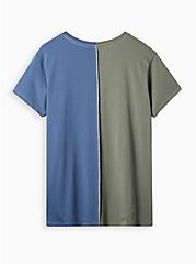 Plus Size Relaxed Fit Tee - Cotton Athletic Split Green & Blue, MULTI COLOR, alternate