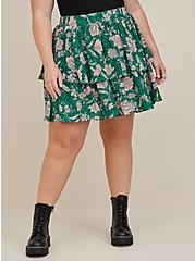 Mini Tiered Skater Skirt - Georgette Floral Green, NONEC, alternate