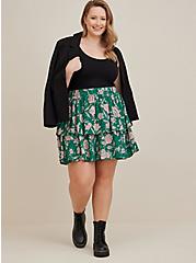Mini Tiered Skater Skirt - Georgette Floral Green, NONEC, hi-res