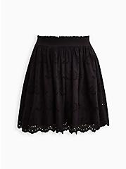 Mini Smocked Ruffle Skirt - Cotton Embroidered Black, NONEC, hi-res