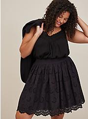 Mini Smocked Ruffle Skirt - Cotton Embroidered Black, NONEC, hi-res
