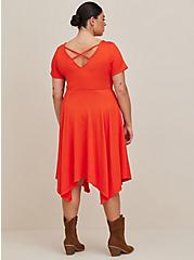 Plus Size Midi Handkerchief Skater Dress - Slub Rib Red, GRENADINE, alternate