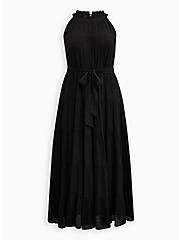 Plus Size Ruffle Tiered Maxi Dress - Black, DEEP BLACK, hi-res
