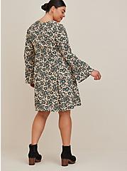 Plus Size Lace Up Skater Mini Dress - Gauze Floral Grey, FLORAL - GREY, alternate