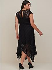 Plus Size High Neck Handkerchief Midi Dress - Lace Black, DEEP BLACK, alternate