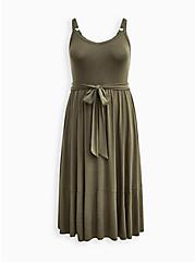 Plus Size Midi Tiered Dress - Super Soft Olive, OLIVE, hi-res