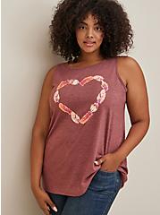 Plus Size Everyday Tank - Signature Jersey Feather Heart Brown, MADDER BROWN, hi-res