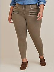 Plus Size Jegging Skinny Super Soft High-Rise Multi Zip Jean, OLIVE, hi-res