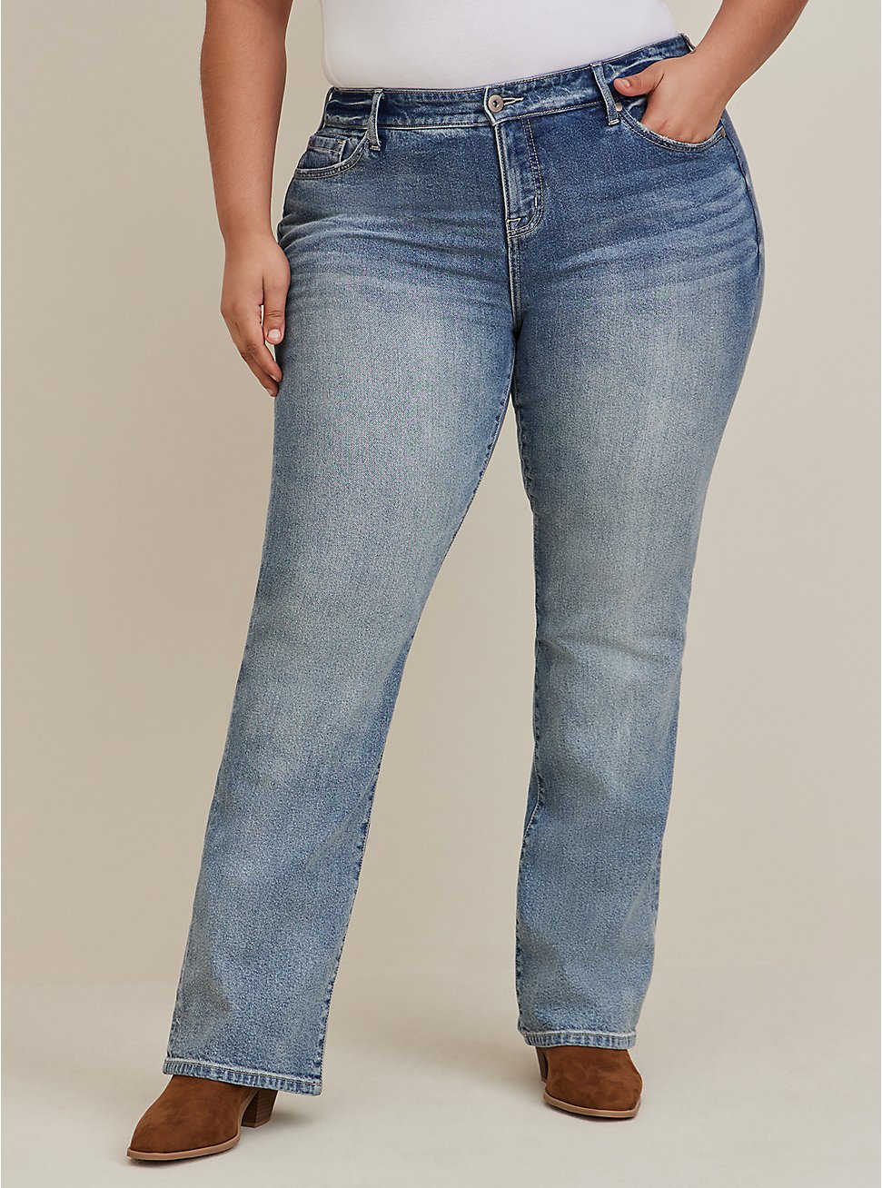 Plus Size Mid-Rise Slim Boot Jean - Classic Denim, , hi-res
