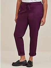 Plus Size Straight Mid-Rise Tie Front Pant - Poplin Purple, , alternate