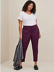Plus Size Straight Mid-Rise Tie Front Pant - Poplin Purple, , hi-res