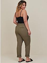 Pull-On Straight Stretch Poplin Mid-Rise Tie-Front Pant, DUSTY OLIVE, alternate