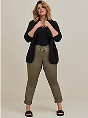 Pull-On Straight Stretch Poplin Mid-Rise Tie-Front Pant, DUSTY OLIVE, hi-res