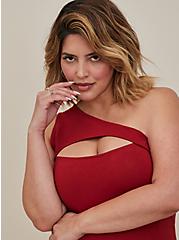 Foxy Cutout One Shoulder Top, RED, alternate