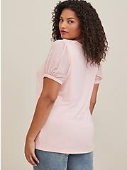 Plus Size Mesh Sleeve Tee - Super Soft Pink, PINK, alternate