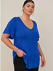 Plus Size Butterfly Sleeve Tee - Super Soft Blue , BLUE, hi-res