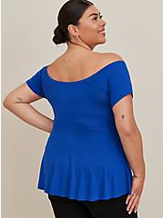 Plus Size Off Shoulder Babydoll Top - Super Soft Blue, BLUE, alternate