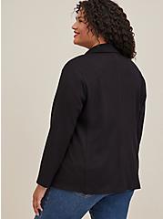 Plus Size Jersey Knit Open Front Blazer, DEEP BLACK, alternate