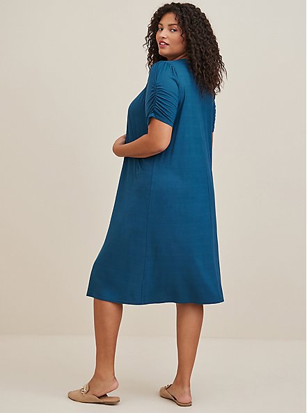 Plus Size Fit & Flare Duster Cardigan - Blue, BLUE, alternate