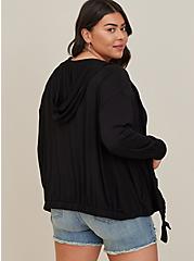 Plus Size Hooded Open Front Cardigan - Super Soft Black, BLACK, alternate