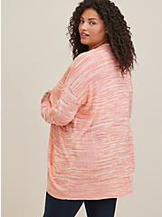 Plus Size Boyfriend Cardigan Sweater - Spacedye Pink, PINK, alternate