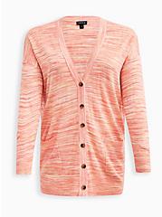 Plus Size Boyfriend Cardigan Sweater - Spacedye Pink, PINK, hi-res