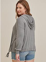 Plus Size Open Front Hooded Cardigan - Super Soft Grey, GREY, alternate