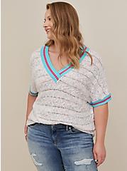 Plus Size Cable Dolman Pullover Sweater - Cotton Ivory, IVORY, hi-res