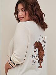 Plus Size Button Front Duster Cardigan - Embroidered Ivory, IVORY, alternate