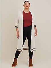 Plus Size Button Front Duster Cardigan - Embroidered Ivory, IVORY, alternate
